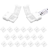 VIPMOON 20 Pack 4 Pin RGB 8mm Solderless Connectors Adapter for SMD 2835 3528 Multicolor Non-Wate...