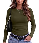 Zeagoo Women Long Sleeve Tops Crewneck Ribbed Knit Fitted Tshirts Dressy Casual Basic Tee 2026 Su...