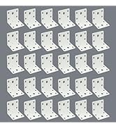 Alise 30 Pack Corner Bracket White, 90 Degree Joint Right Angle Bracket, Metal L Brackets for She...