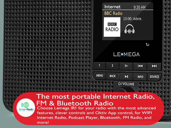 Portable Internet Radio, FM radio, Digital radio podcast player radio alarm clockradio retro radio