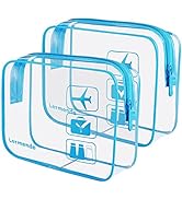 Lermende 2pcs/pack Clear Travel Toiletry Bag, Clear Makeup Bag for Women &amp; TSA Approved Toiletry ...
