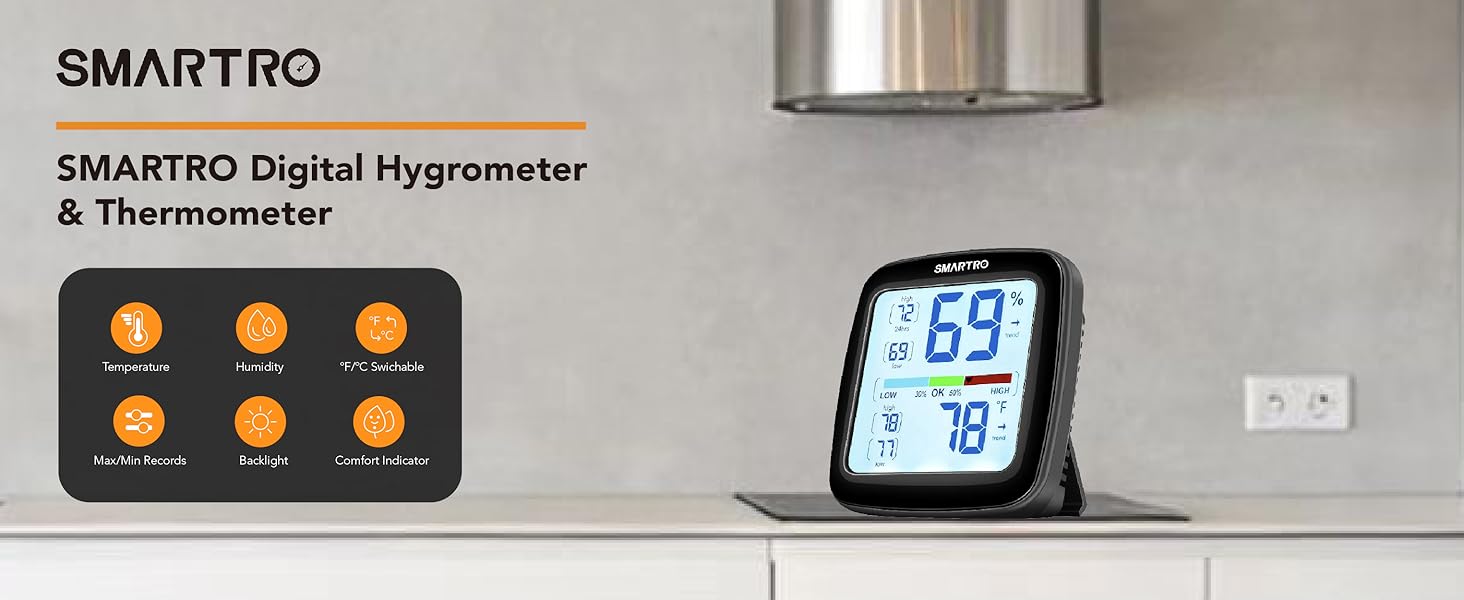 Digital Hygrometer Indoor Thermometer Room Humidity Gauge