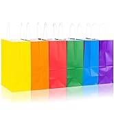 [24 Pack] Gift Bags Medium Size 8x4.25x10.5 inches Paper Party Favor Bags 6 Colors Red Orange Yel...