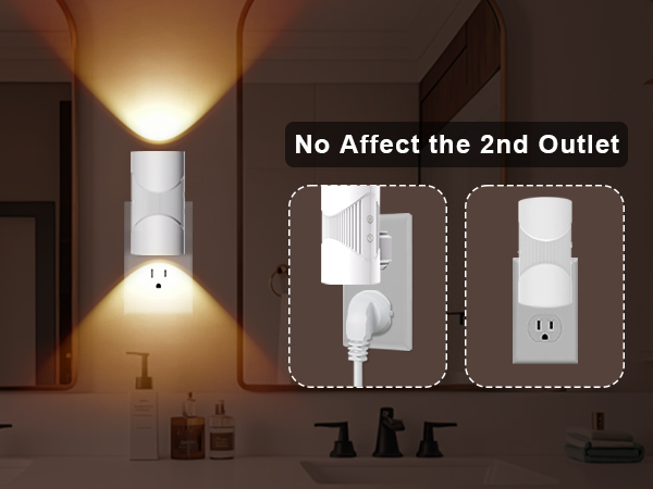 easuntec plug in night light well design no affect the second outlet white A+ mobile 006