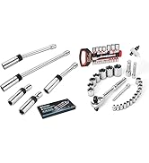 DURATECH 5PC Magnetic Swivel Spark Plug Socket Set &amp; 24-Piece Socket Wrench Set