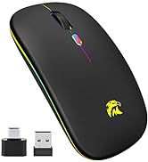 BAIBAO Wireless Mouse, Bluetooth Mouse, LED Slim Two Mode(Bluetooth and 2.4G Wireless) Rechargeab...
