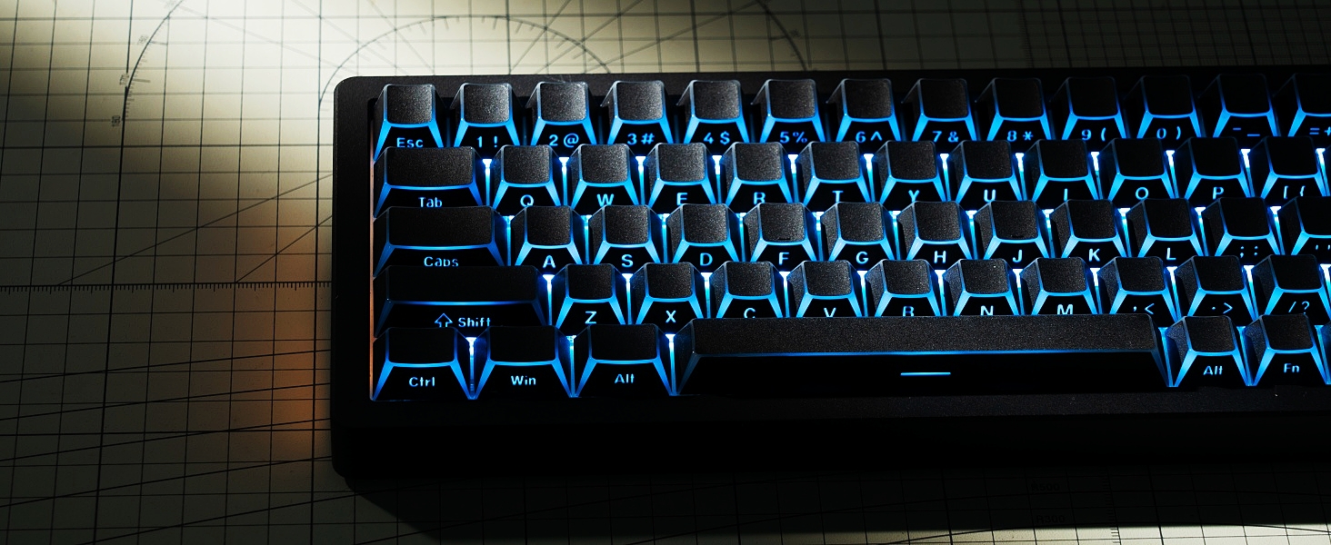 PBT Shine Through Keycaps Manga White, OEM Profile Side Printed Custom Key caps