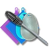 Silicone Dish Scrubber Sponges [5 Pack] - Dual-Sided Silicone Sponges + 1 Bottle Stick Brush Sili...