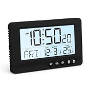AMIR Travel Alarm Clock, LCD Display Digital Clock, 5-Minute Snooze, 5-Second Backlight, 2 Alarms...
