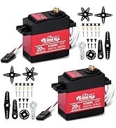 2-Pack 20KG High Torque RC Servo,Servo Motor 4.8-8.4V RC Servo Full Metal Gear Waterproof Compati...