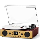 MANGOSTAN Retro Vinyl Record Player Turntable with Bluetooth Receiver, Built-in Stereo Speakers, ...