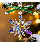 2025 Christmas Ornament Crystal Snowflake, Sparkly Crystal Ornaments for Christmas Tree, Beautifu...