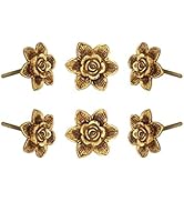 SPN-FOR1 Set of 6 Metal Knobs for Cabinet &amp; Drawers Decorative Flower Knobs for Home Kitchen ...