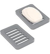 Topsky 2Pcs Soap Dish Holder, Non-Slip Bathroom Accessories Silicone Soap Case Saver, Sink Deck B...