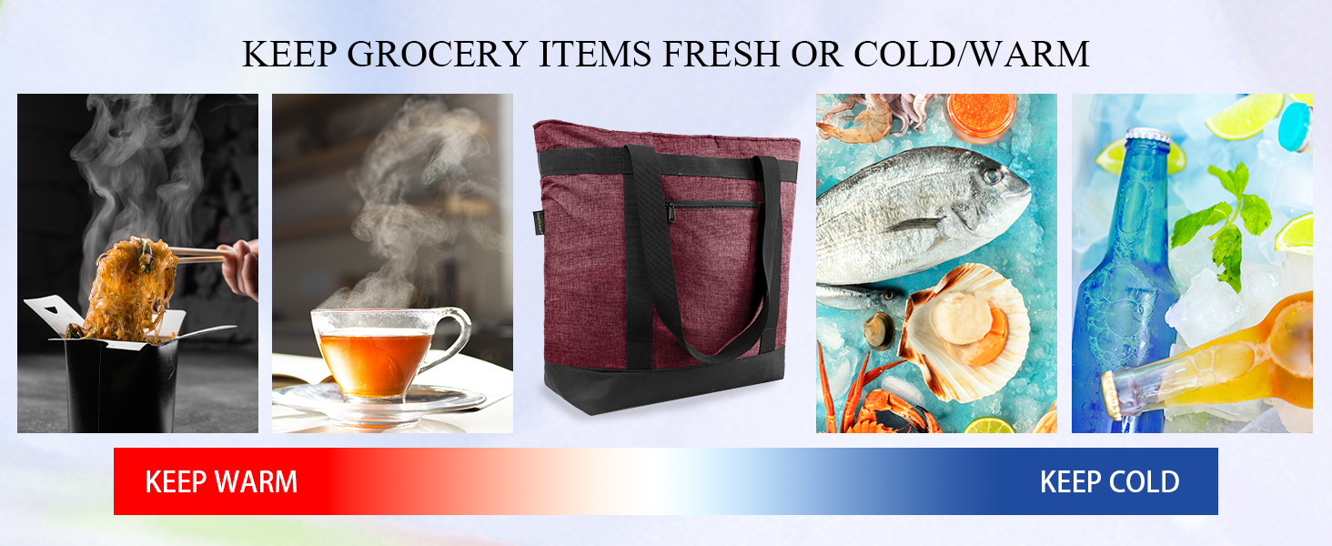 Cooler Bag Insulated Grocery Bags Large Freezer Shopping Cooler Tote
