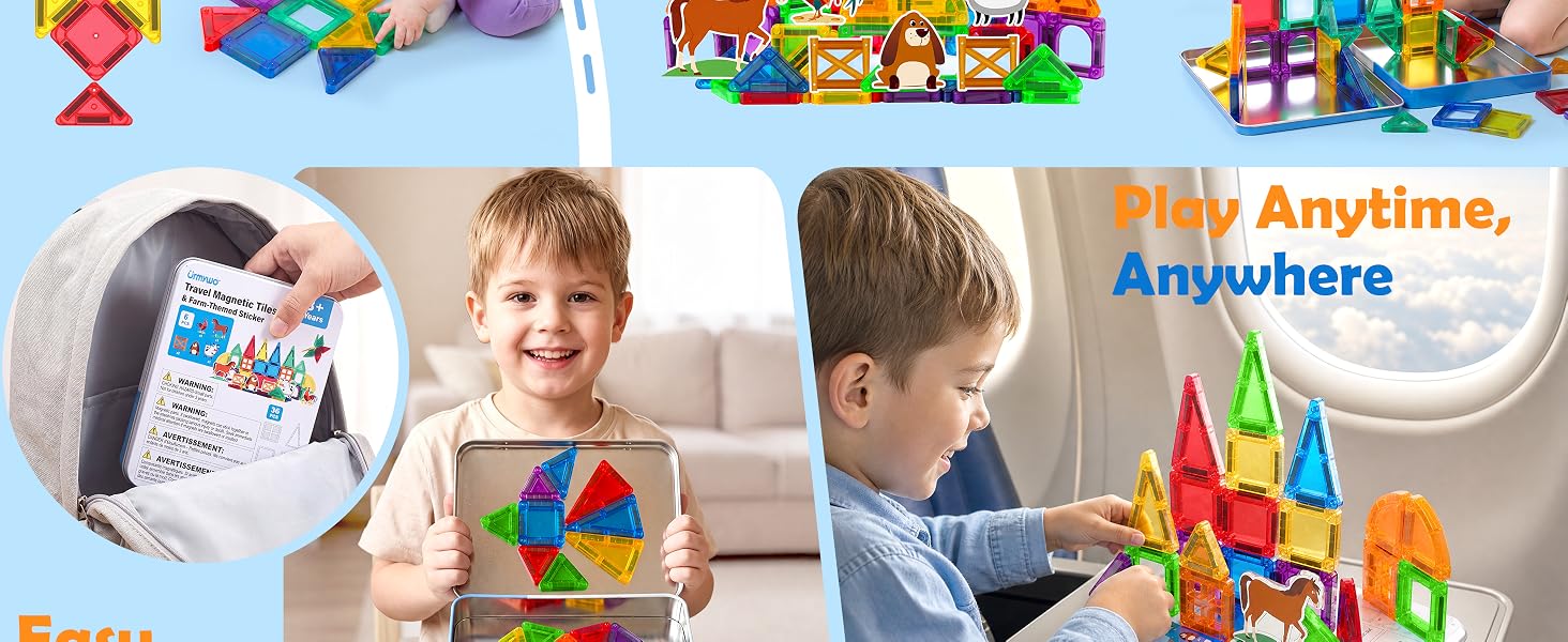 Magnetic Building Tiles 3D Blocks Construction Playboards STEM Creative Educational Toys for Kids