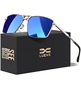 LUENX Square Aviator Polarized Sunglasses Men Retro Rectangular Shades with Spring Hinge - UV 400...