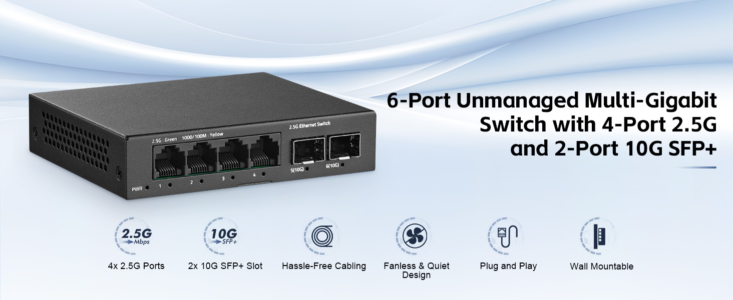 4-Port 2.5G Switch with 2-Port 10G SFP+