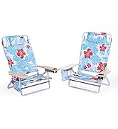 LET'S CAMP Portable Beach Chairs Lightweight Folding 5 Position Lay Flat Camping Chairs with Towe...