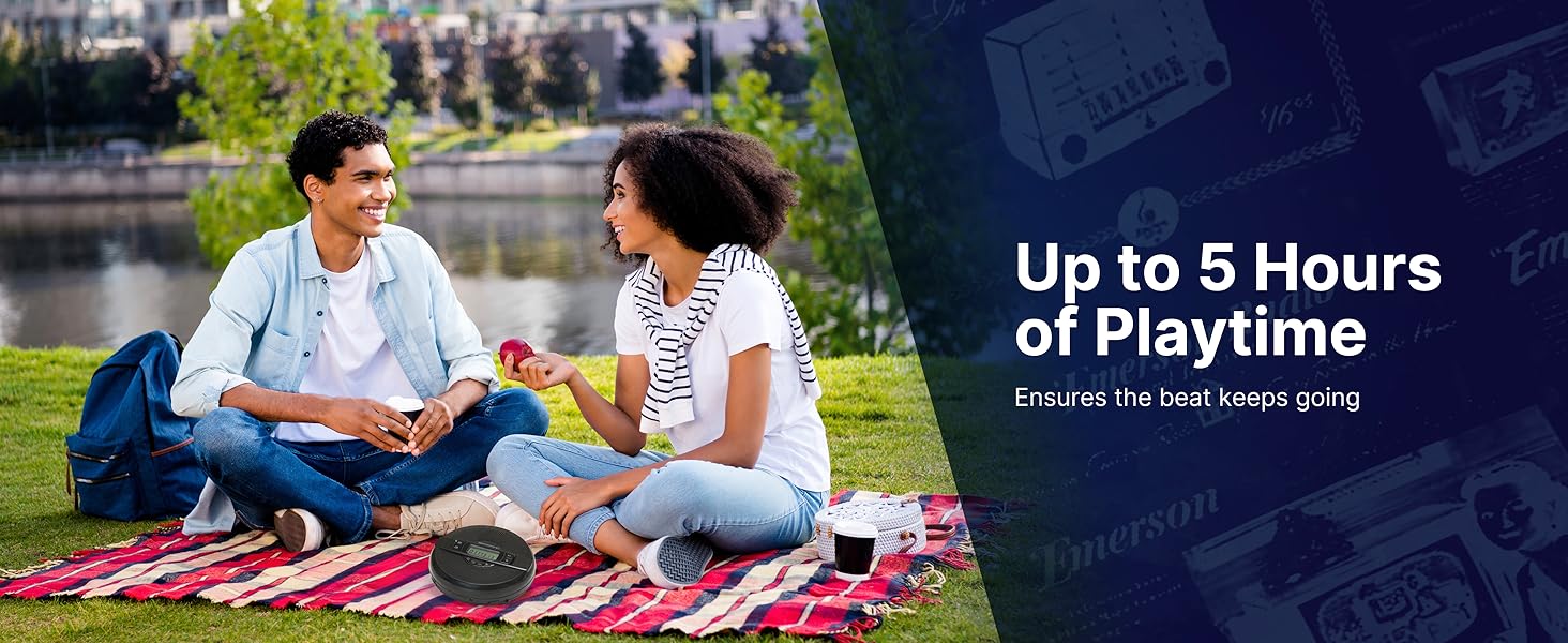 Bluetooth Portable CD Player by Emerson, Listen to Music through speaker outside or in headphones