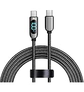 EWUONU USB C to USB C Cable 6ft, 100W Super Fast Charging with LED Display, 480Mbps Data Nylon Br...