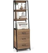 Giantex Ladder Bookshelf with Drawers, 69" Tall Wooden Bookcase with 4 Shelves, Modern Book Shelf...