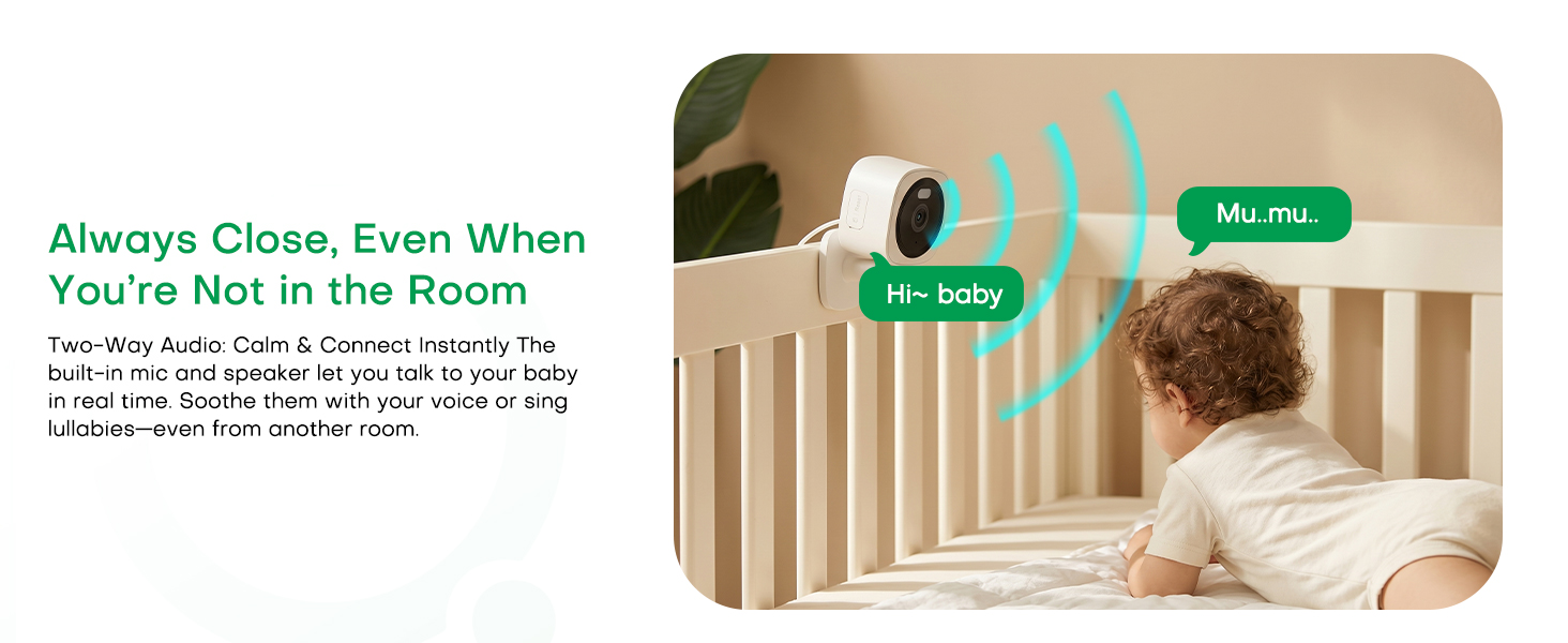 Text reads 'Always Clean, Even When You're Not in the Room.' Image shows a bedroom interior with wooden slat wall and bed, promoting air purification or cleaning product for home environments.