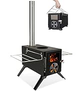 Camping Stove for Hot Tents, LAMA 304 Stainless Steel Wood Burning Stove with Stainless Wall Chim...