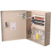 EVERSECU 9 Channel DC12V 5 Amp PTC Fuse CCTV Power Supply with Metal Box, AC Plug and Lock for Se...