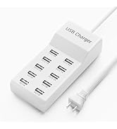 USB Charging Station 50w10A 10-Port Charger, Multiport Charger Hub, Compatible with iPhone, Galax...