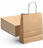 [50 Pack] Giftbags Medium Size 8x4.25x10.5 Gift Bags Brown Paper Bags with Handles, Shopping Bags...