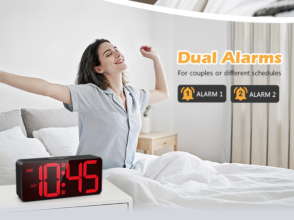 Battery Operated Digital Clock, Dual Alarm Clocks