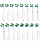 16 Count Precision Replacement Brush Heads Compatible with Braun Oral B Electric Toothbrush, Deep...