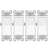 3 Way Light Switch White, GreenCycle 4 Pack Three Way Switch Rocker Switch 15A 120/277V, On/Off R...