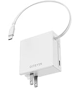 Gitryin 65W USB C Retractable Wall Charger with Built-in Type-C Cable, 2-in-1 Foldable Fast Charg...