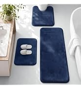 HUXMEYSON Bathroom Rugs Sets 3 Piece, Ultra Soft Velvet Memory Foam Bath Rugs, Non-Slip &amp; PVC Bac...