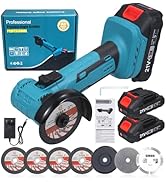 Cordless Angle Grinder Kit, 19000rpm Brushless Mini Angle Grinder with 2PCS 2000mAh Battery & 7pc...