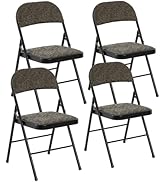 DUMOS 4 Pack Folding Chairs with Padded Cushion and Back - Fabric Stackable Portable Dining Chiar...