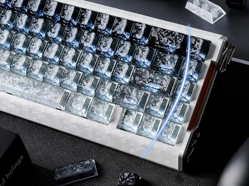 Clear Jelly Keycaps, Translucent Keycaps Set Gradient Grey Keycaps 120 Keys Custom Keycaps