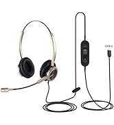 EMAIKER USB Type C Headphones with Noise Cancelling Microphone, USB C Headset with Mic for PC, La...