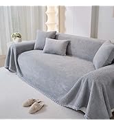 Yajue Sherpa Fleece Couch Cover for 2 Cushion Sofa, Grey, 71