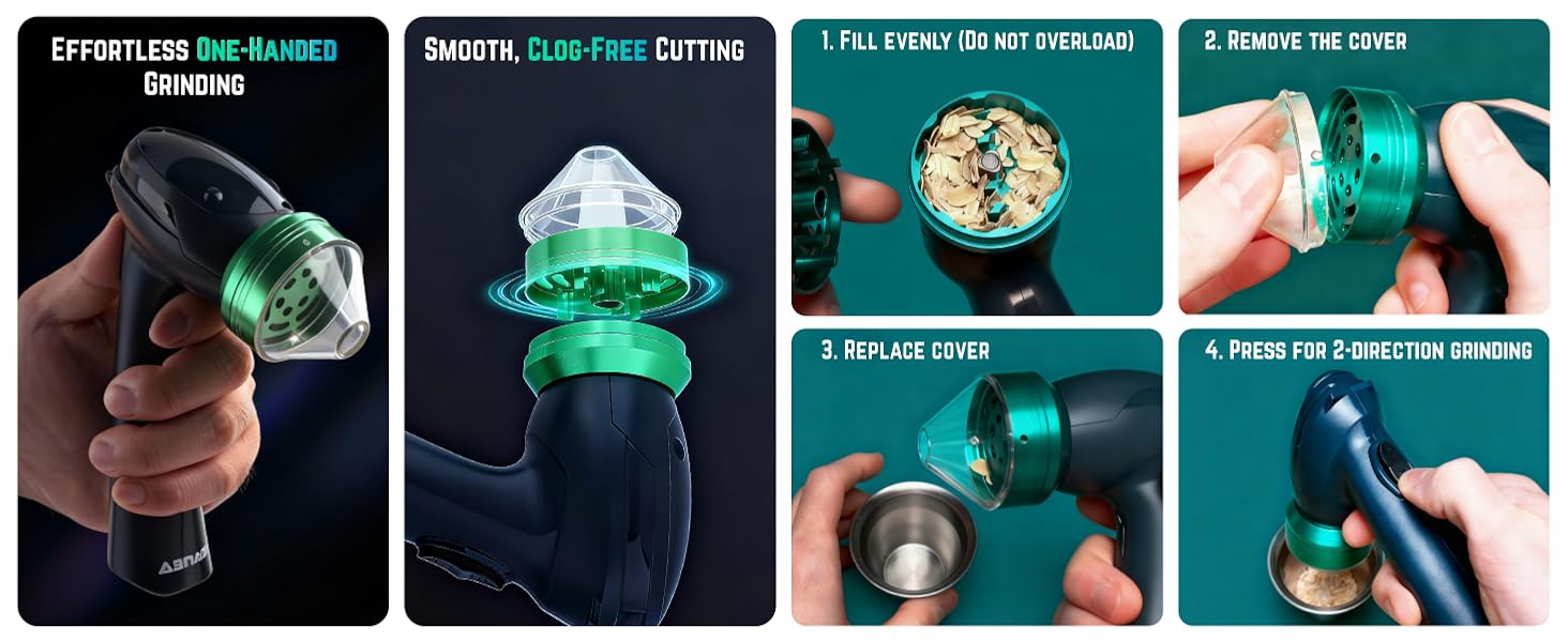 Mamba Original Gray USB Electric Herb Grinder. Small Portable Metal Herbal Grinder &amp;amp;amp; Spice Mill