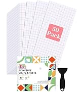 UCEC 50 Flat Pack Transfer Tape for Vinyl, 5.5x12in Clear Red Grid Transfer Adhesive Sheet in Med...