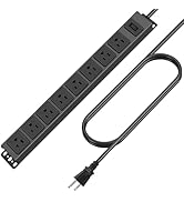 HHSOET Magnetic Mount Power Strip, 8 Outlet Mountable Socket, Metal Heavy Duty Surge Protector, G...