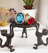 BSTIONYI Three Cat's Carrying a Tray Antique Copper Brass Figurines Sculptures Statues Table Cent...