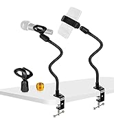 Desktop Mic Stand 13" Flexible Gooseneck Microphone Stand Desk Universal Microphone/Phone Stand H...