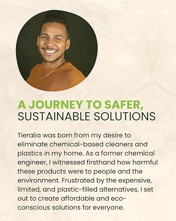 Tieralia founder journey to creating plant-based, plastic-free cleaning solutions for safer homes.