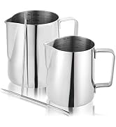Nicunom 2 Pack Milk Frothing Pitcher, 12oz &amp; 20oz Espresso Steaming Pitcher, Stainless Steel Milk...