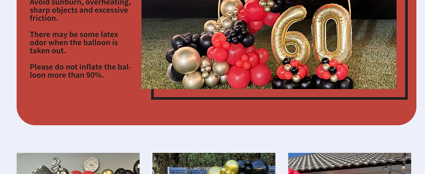 red black and gold balloons arch kit