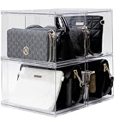 GOXITAX 4 Pack Handbags Organizer for Closet, Plastic Small Purses Storage Bins, Stackable Displa...